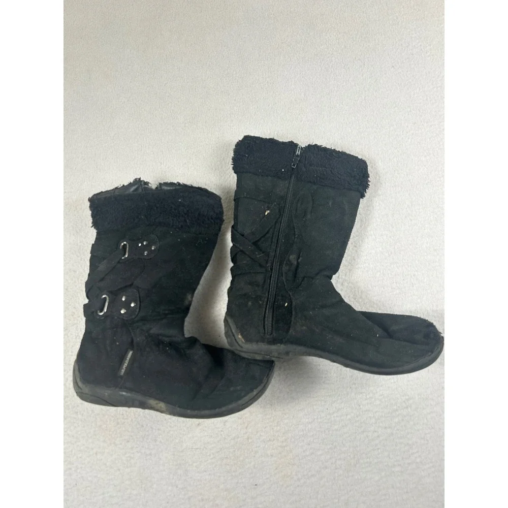 U.S. Polo Assn. Winter Boots Kids 12 Black Cozy Faux Fur Trim Buckle Detail